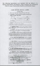 [Copy of "Care of Oil Signal Lamp" marker lamp instructions]