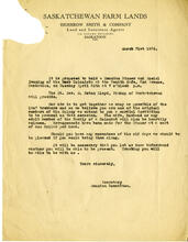 [Invitation letter sent to Barr Colonists]