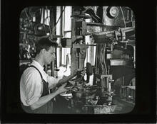 Heeling shoes by machinery, Nuremberg, Germany