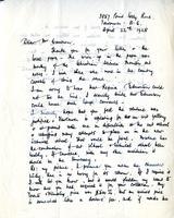 Letter from F. Horsman Varley to Mr. Cameron to Mr. Cameron, April 22nd, 1928