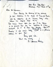 Letter from F. Horsman Varley to Mr. Cameron, March 31st 28.