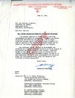 Letter from Edward Wedge to Mrs. Lea Collins, June 27, 1962.