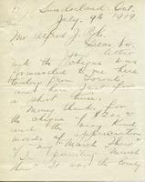Letter from Harry Britton to Alfred J. Pyke, July 9, 1919