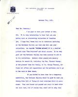 Letter from Eric Brown to A.W. Cameron, October 8, 1927