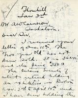 Letter from Fred S. Haines to Mr. A.W. Cameron, Jan 3rd, 1926