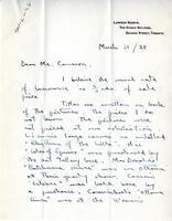 Letter from Lawren Harris to Mr. Cameron, March 31/28