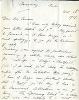 Letter from Sybil Jacobson to Mr. Cameron, Oct. 18th 1927.