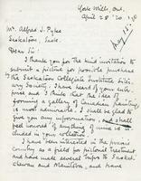 Letter from Charles W. Jefferys to Mr. Alfred J. Pyke, April 28, '20