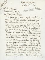 Letter from Charles W. Jefferys to Mr. A. J. Pyke, July 17, '20