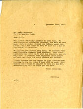 Letter from AWC to James Henderson, November 14th, 1927.