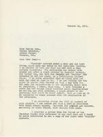 Letter from Principal to Miss Marion Long, October 21, 1924.