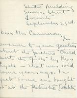 Letter from Marion Long to Mr. Cameron, September 23rd