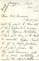 Letter from Sybil Jacobson to Mr. Cameron, Nov. 9th 1926.