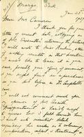 Letter from Sybil Jacobson to Mr. Cameron, Jan 23rd, 1927.
