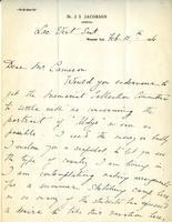 Letter from Sybil Jacobson to Mr. Cameron, Feb. 15th 1926