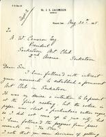 Letter from Sybil Henley Jacobson to A.W. Cameron, Aug 30th, 1925