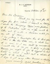 Letter from Sybil Jacobson to Mr. Cameron, October 19th, 1925