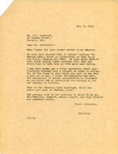 Letter from AWC to Mr. Loveroff, Dec. 8, 1926.