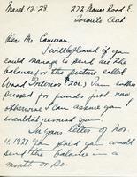 Letter from F.N. Loveroff to Mr. Cameron, March 13. '28