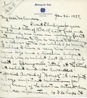 Letter from Emile Walters to Mr. Cameron, Jan. 26. 1927.