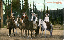 Tourists at Emerald Lake, Field, B.C.