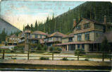 Glacier Hotel from Track, Glacier B.C. Canada on the line of C.P.R.