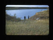 J.C. Hunter and Bruce Buchanan at Old Clark's Crossing Clarksboro Sask Sept.27-1948