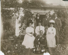 Group in front of a house