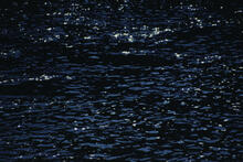 Man fishing in river; zoom-in on water