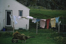 Clothesline outside house