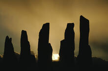 Callanish - stones with sunlight breaking through, dramatic landscape