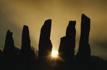 Callanish - stones with sunlight breaking through, dramatic landscape