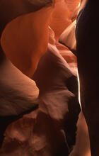 Reflected sunlight on sandstone formations