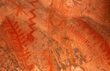 Red ochre pictographs, private cave