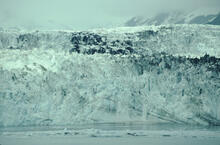 Snow patterns on mountain and bay