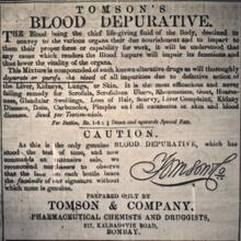 1889 Times of India Tomson's Blood Depurative