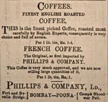 1890 Times of India Phillips & Co Coffee