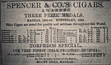 1893 Times of India Spencer & Co.'s Cigars