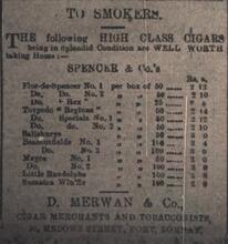 1902 Times of India Spencer & Co Cigars