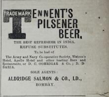 1910 Times of India Ennent's Pilsenser Beer