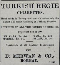 1910 Times of India Turkish Regie Cigarettes