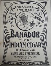 1910 Times of India Bahadur Cigars