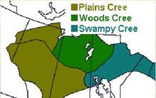 Map of Woodland 'th' Cree and Swampy 'n' Cree