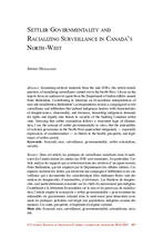 Settler Governmentality and Racializing Surveillance in Canada's North-West