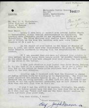 Correspondence between Chief Joseph Dreaver and Rt. Hon. J.G. Diefenbaker, January 9 1962