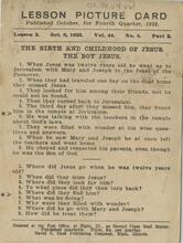 Bible Lesson Card - The Birth and Childhood of Jesus
