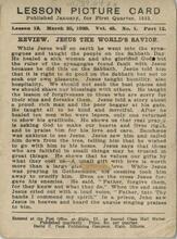 Bible Lesson Card - Jesus the World's Savior